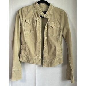 Calvin‎ Klein Jeans Jacket Women Medium Ivory Corduroy Long Sleeves Buttons